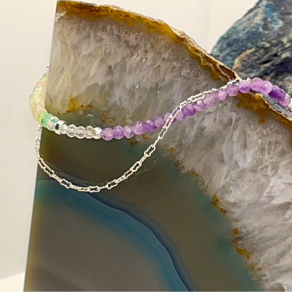 Amethyst, Welo Opal, and  Sterling Silver Gemstone Bracelet * Limited Edition * - Picture 7 of 8